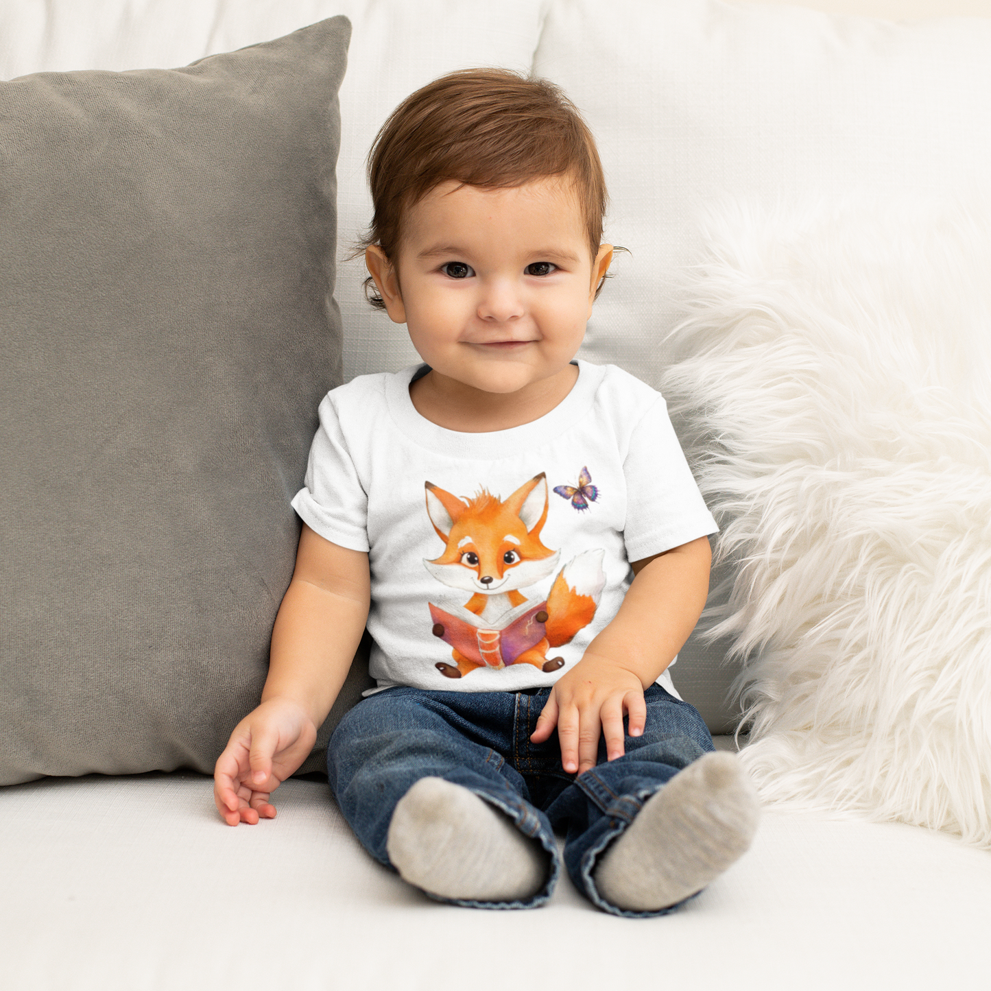 Cartoon Fuchs und Schmetterling - Baby Creator T-Shirt SK