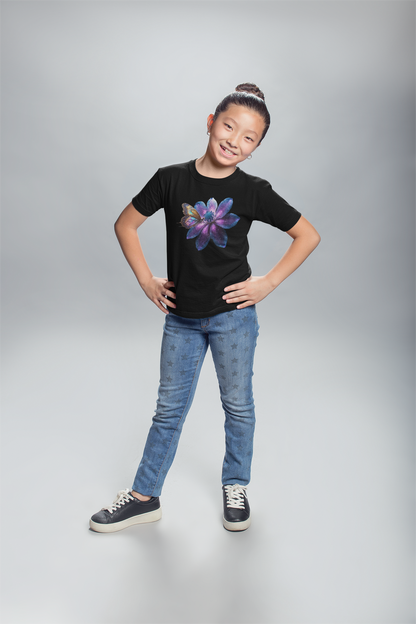 Galaxie Blume mit Schmetterling T-Shirt Kids SK