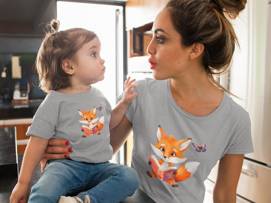 Ladies Softstyle V-Neck T-Shirt Partner Shirt Fox with Butterfly