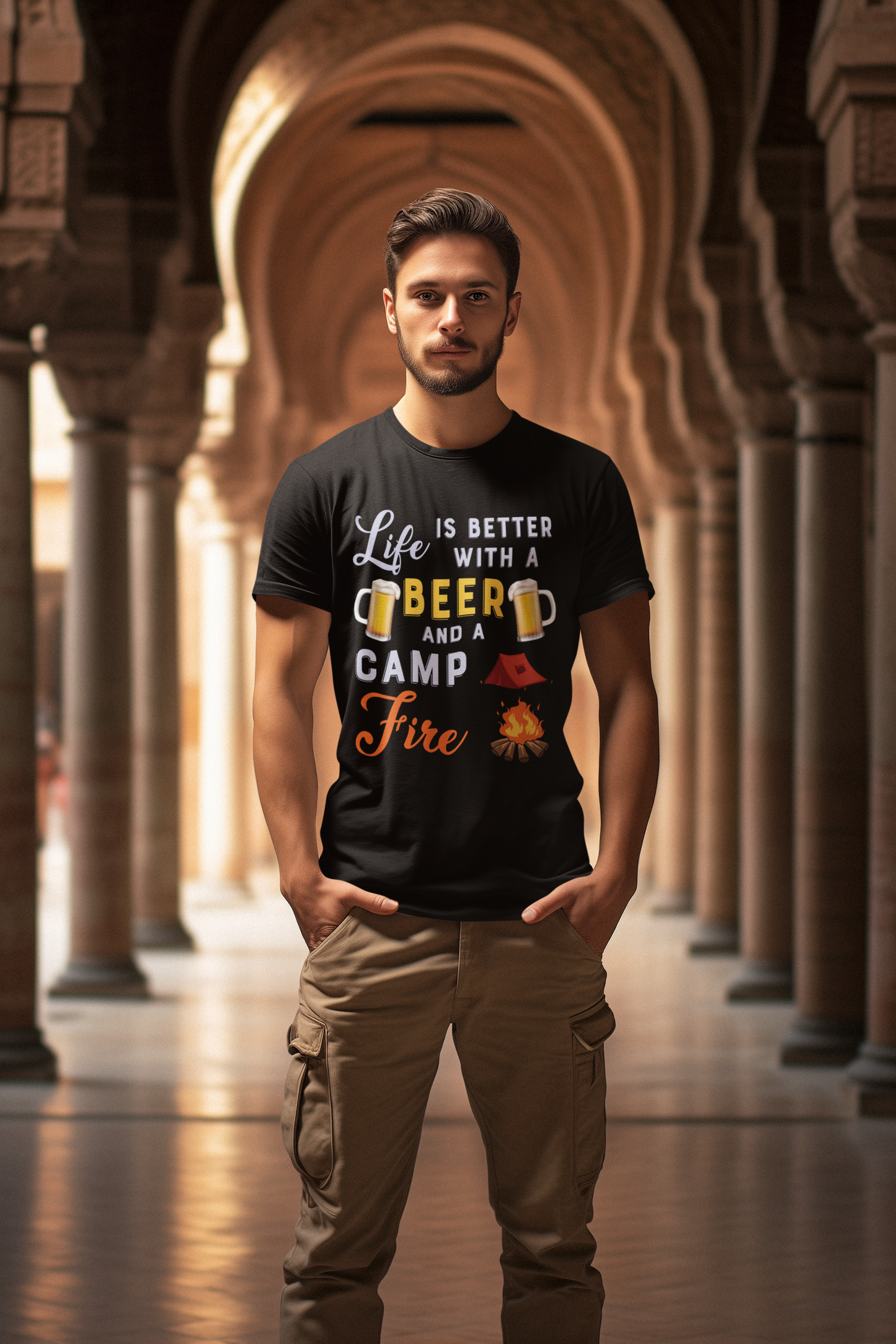 Live is mejor con Beer and camp Creator Camiseta