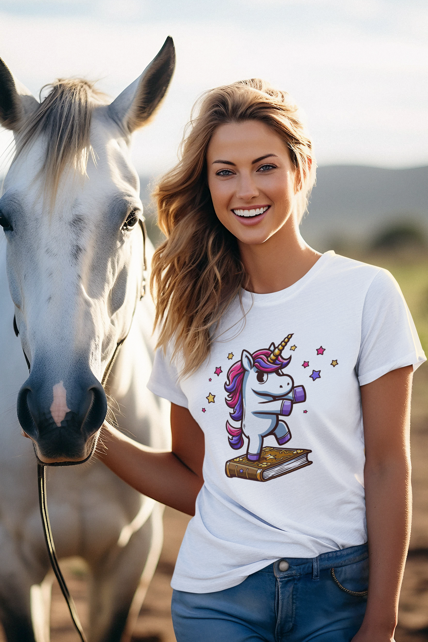 Creator T-Shirt Unicorn dances on book