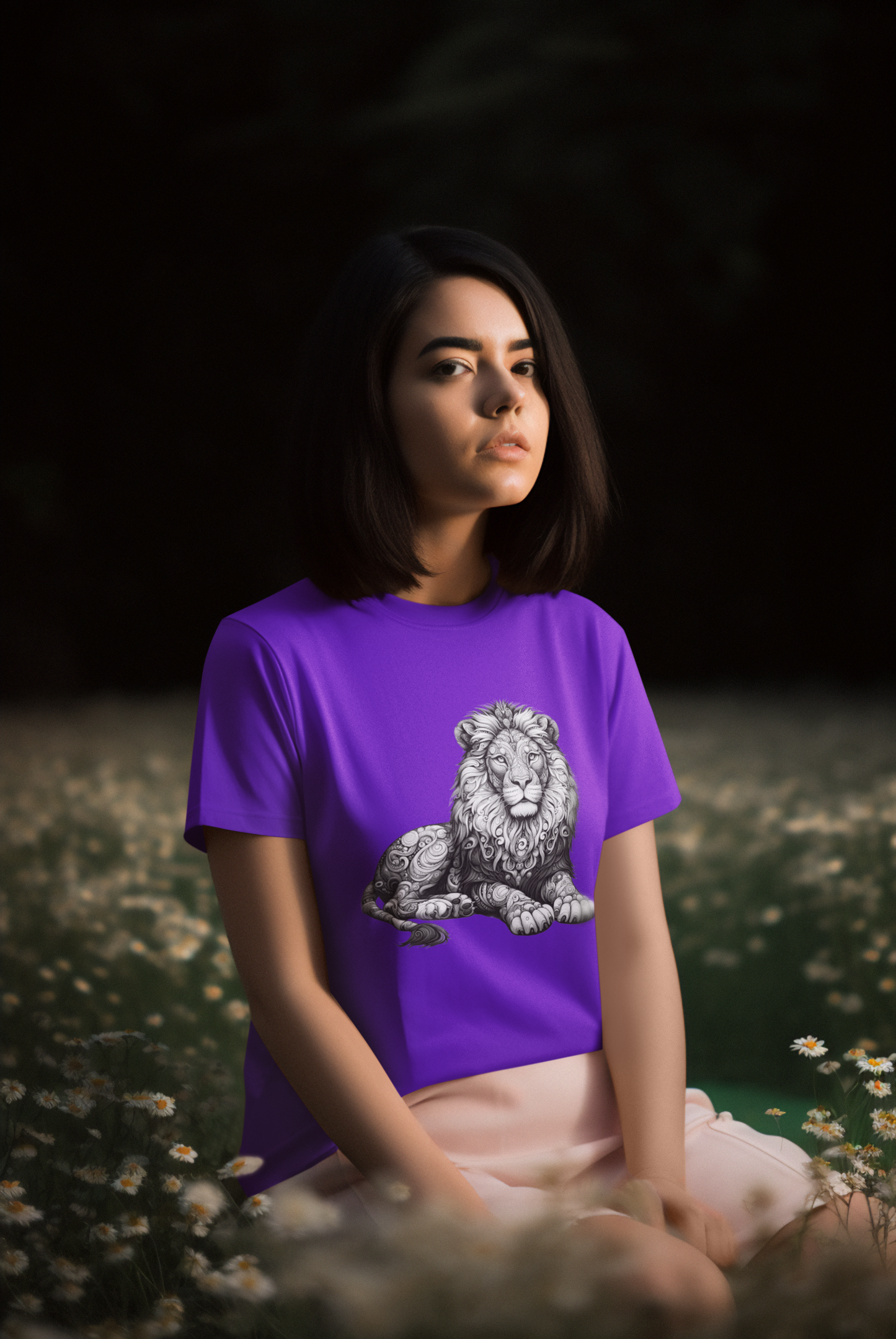 Creator T-Shirt Mandala Lion in gray