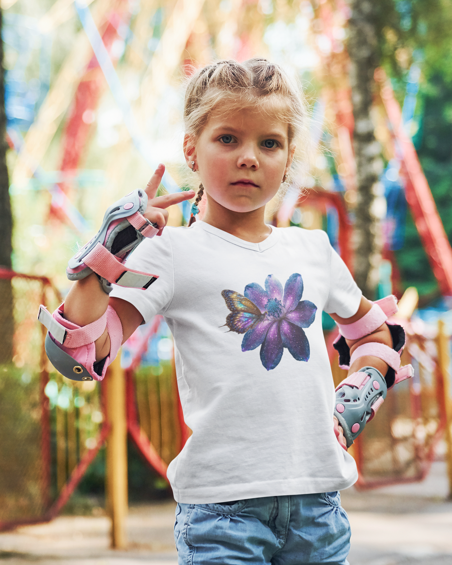 T-Shirt Kids Galaxy Flower with Butterfly