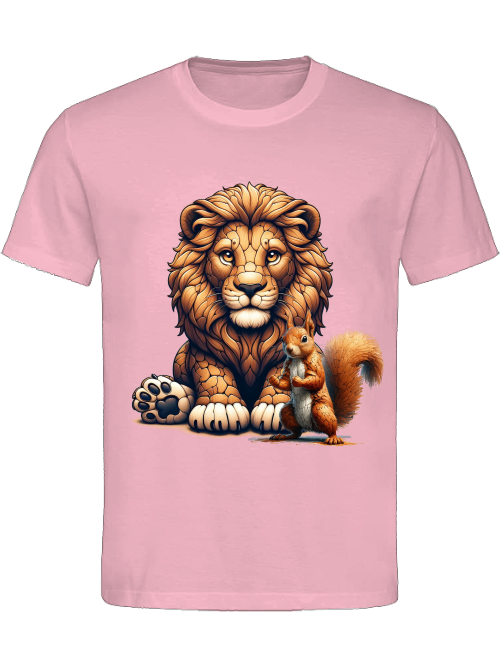 Heavy Cotton T-Shirt Partner Shirt Lion with Squirrel