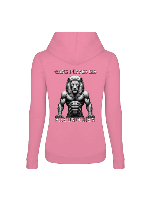 Girlie College Hoodie Partnershirt Löwe Ganz dünnes Eis Backsite