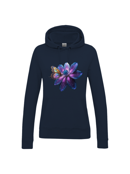 Girlie College Hoodie Partnershirt Gallaxieblume mit Schmetterling