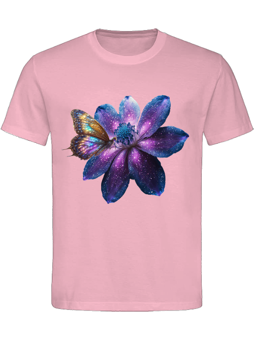 Heavy Cotton T-Shirt Partner Shirt Gallaxie Flower with Butterfly