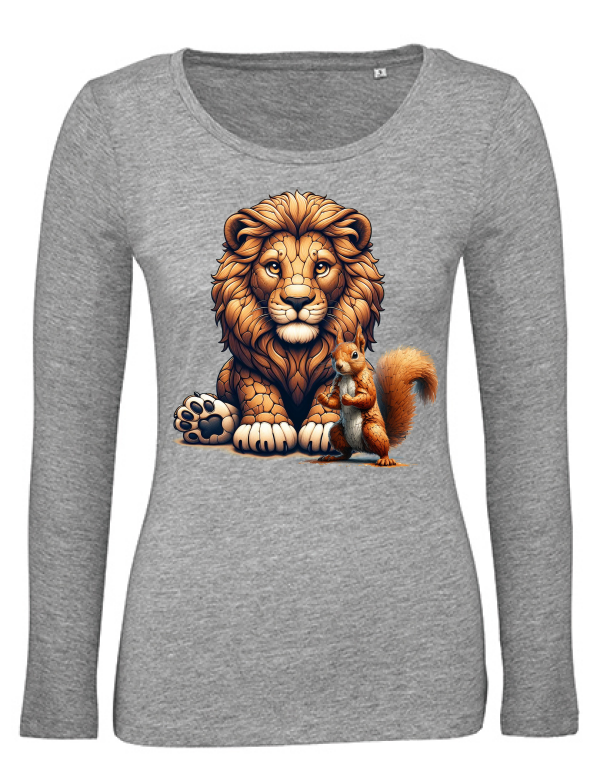 Organic Inspire women Partnershirt Löwe mit Eichhörnchen