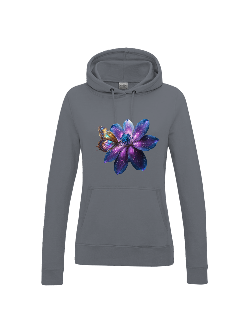 Girlie College Hoodie Partnershirt Gallaxieblume mit Schmetterling