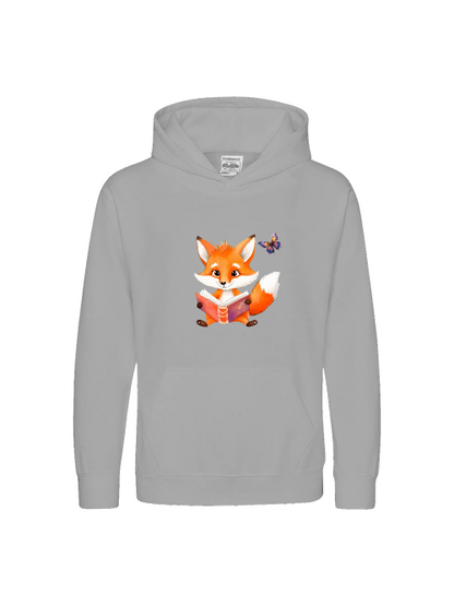 Sudadera con capucha premium para niños Zorro con mariposa