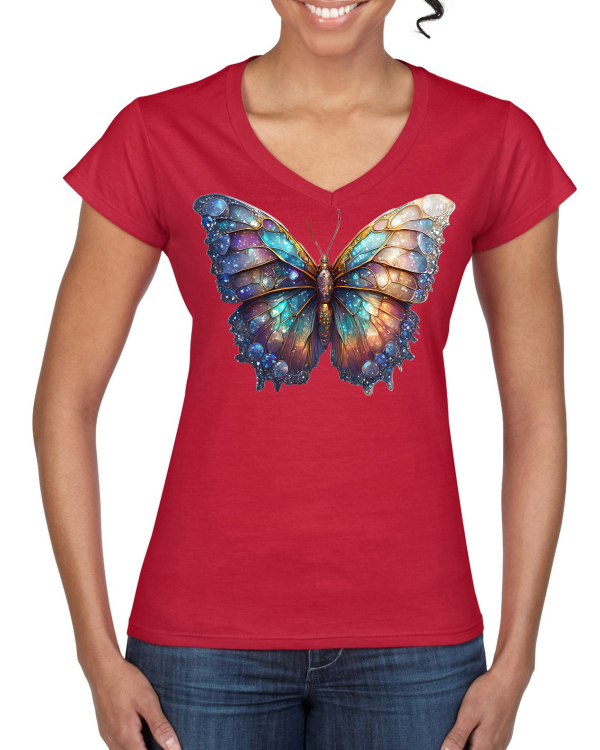 Ladies Softstyle V-Neck T-Shirt Partner Shirt Brilliant Butterfly