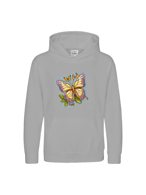 Sudadera con capucha premium para niños con aura pintada de mariposa