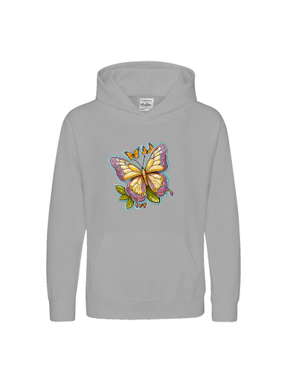 Sudadera con capucha premium para niños con aura pintada de mariposa