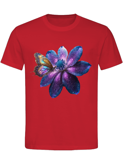 Heavy Cotton T-Shirt Partner Shirt Gallaxie Flower with Butterfly