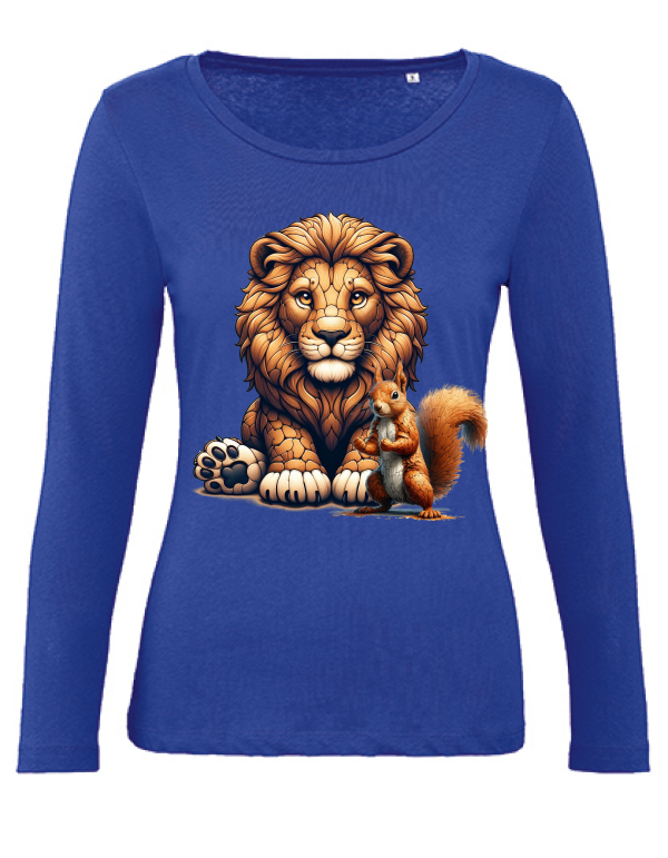 Organic Inspire women Partnershirt Löwe mit Eichhörnchen