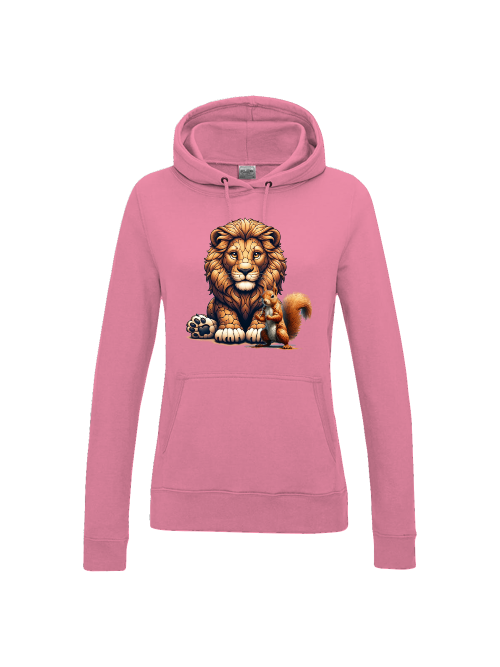 Girlie College Hoodie Partnershirt Löwe mit Eichhörnchen