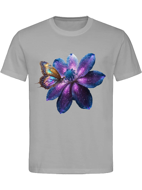 Heavy Cotton T-Shirt Partner Shirt Gallaxie Flower with Butterfly