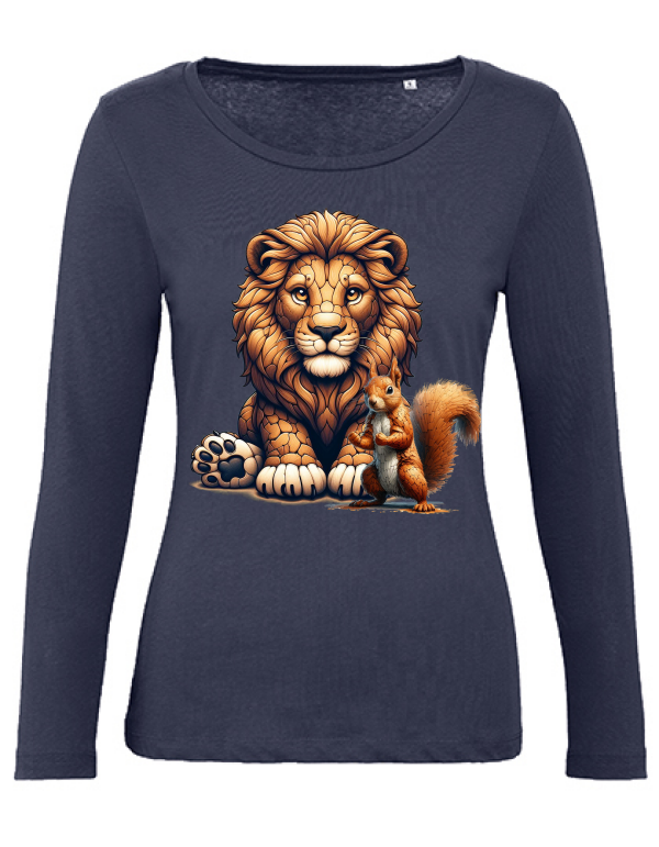 Organic Inspire women Partnershirt Löwe mit Eichhörnchen