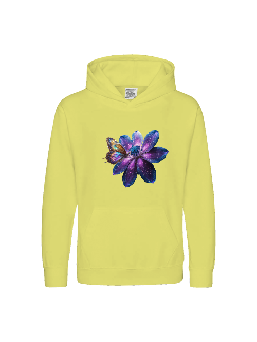 Kids Premium Hooded Sweat Gallaxy Flower with Butterfly