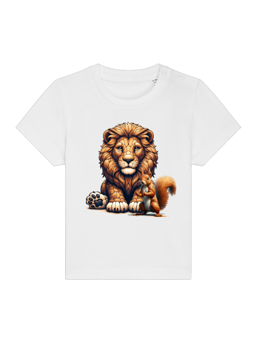 Cartoon Loewe mit Eichhörnchen - Baby Creator T-Shirt SK