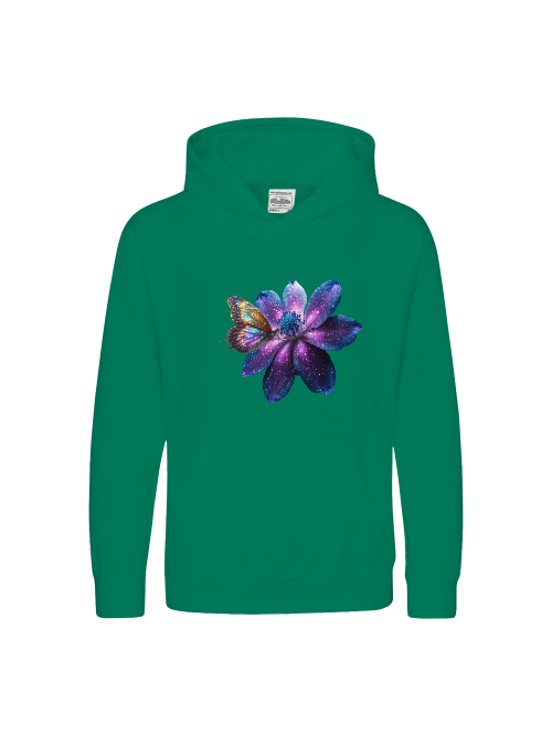 Kids Premium Hooded Sweat Gallaxy Flower with Butterfly