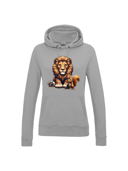 Girlie College Hoodie Partnershirt Löwe mit Eichhörnchen