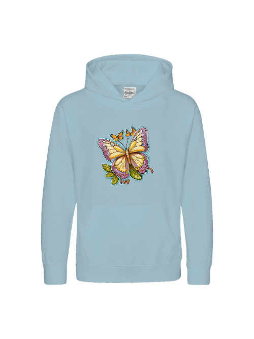 Sudadera con capucha premium para niños con aura pintada de mariposa