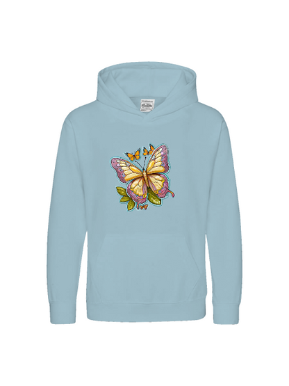 Sudadera con capucha premium para niños con aura pintada de mariposa