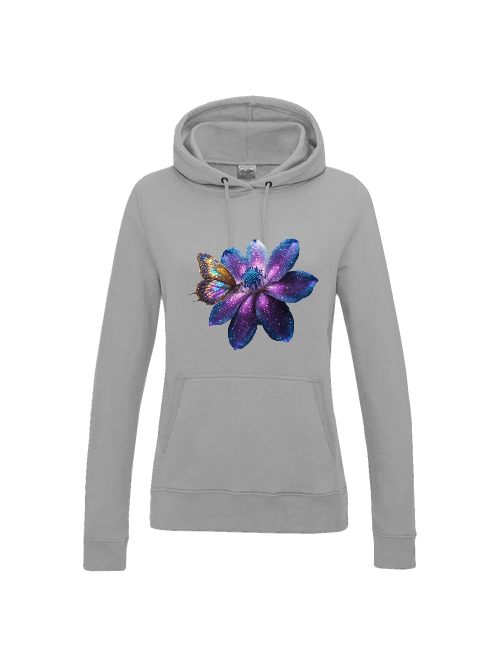 Girlie College Hoodie Partnershirt Gallaxieblume mit Schmetterling