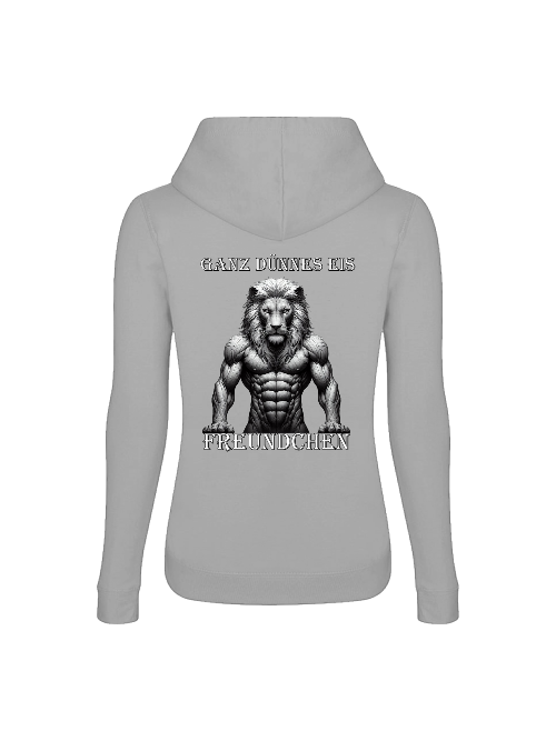 Girlie College Hoodie Partnershirt Löwe Ganz dünnes Eis Backsite