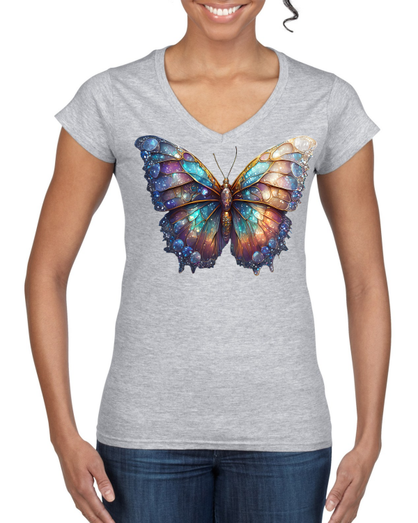 Ladies Softstyle V-Neck T-Shirt Partner Shirt Brilliant Butterfly