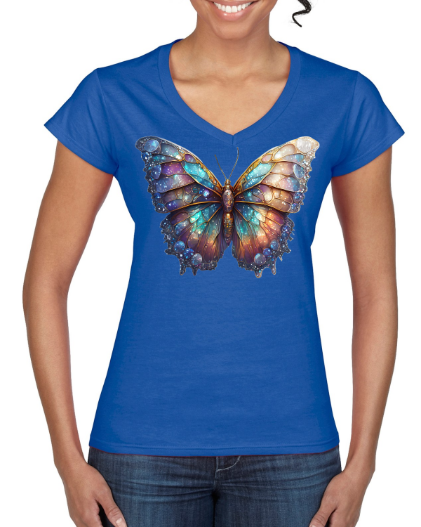 Ladies Softstyle V-Neck T-Shirt Partner Shirt Brilliant Butterfly