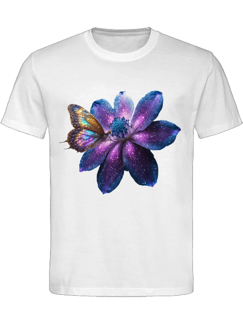 Heavy Cotton T-Shirt Partner Shirt Gallaxie Flower with Butterfly