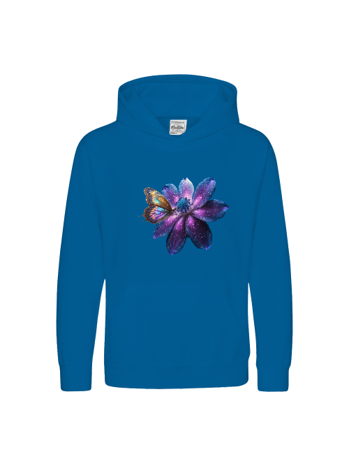 Kids Premium Hooded Sweat Gallaxy Flower with Butterfly