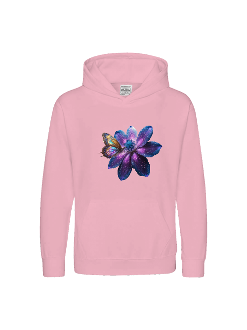 Kids Premium Hooded Sweat Gallaxy Flower with Butterfly