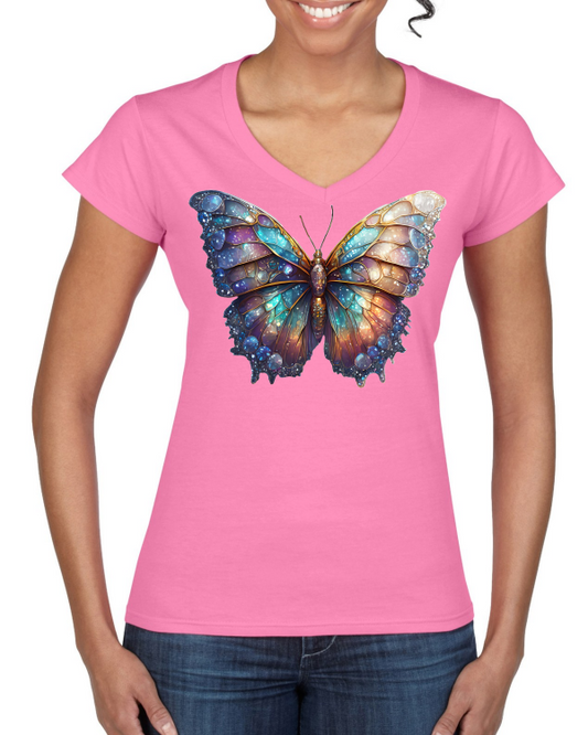 Ladies Softstyle V-Neck T-Shirt Partner Shirt Brilliant Butterfly