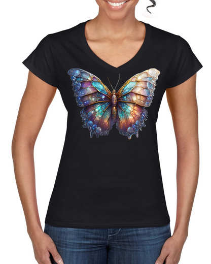 Camiseta Softstyle con cuello en V para mujer Partner Shirt Brilliant Butterfly