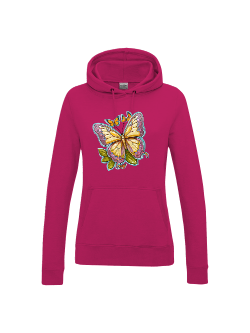 Girlie College Hoodie Partnershirt Schmetterling gemalt