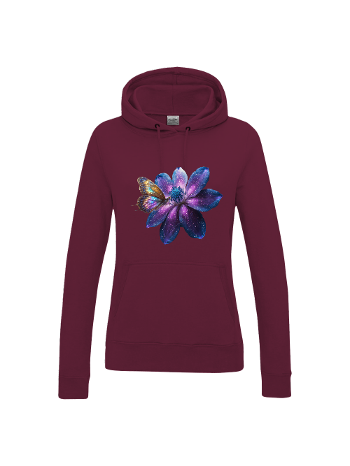 Girlie College Hoodie Partnershirt Gallaxieblume mit Schmetterling