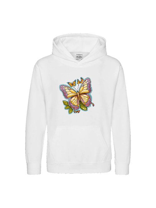 Sudadera con capucha premium para niños con aura pintada de mariposa