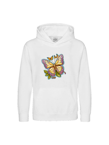 Sudadera con capucha premium para niños con aura pintada de mariposa