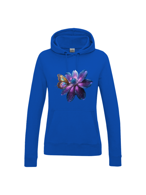 Girlie College Hoodie Partnershirt Gallaxieblume mit Schmetterling