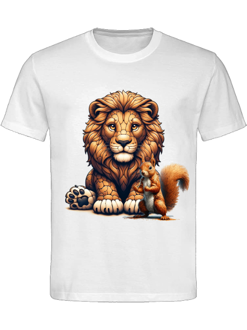 Heavy Cotton T-Shirt Partner Shirt Lion with Squirrel