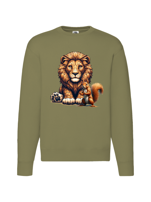 Premium set-in-sweat sweatshirt partner shirt lion with squirrel