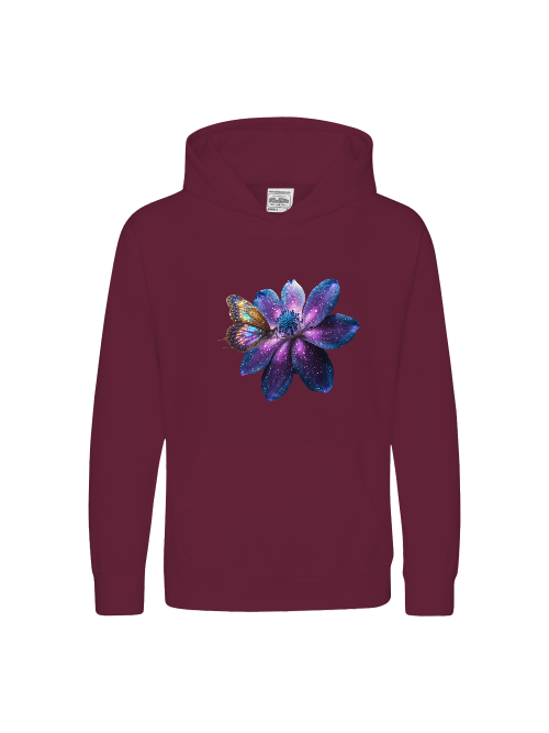 Kids Premium Hooded Sweat Gallaxy Flower with Butterfly