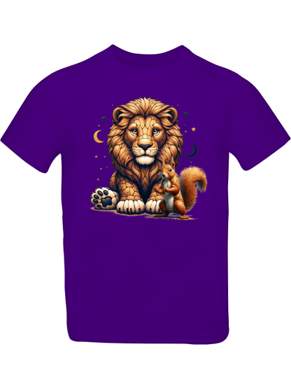 Loewe mit Eichhörnchen und Monde T-Shirt Kids SK