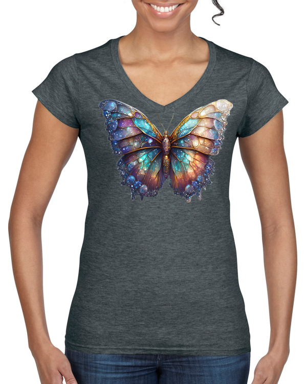 Ladies Softstyle V-Neck T-Shirt Partner Shirt Brilliant Butterfly