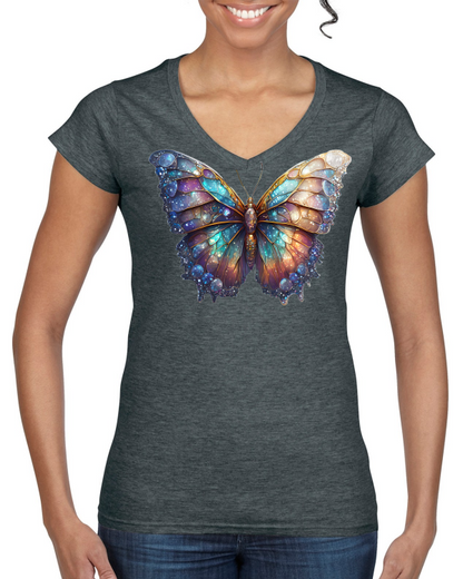 Camiseta Softstyle con cuello en V para mujer Partner Shirt Brilliant Butterfly