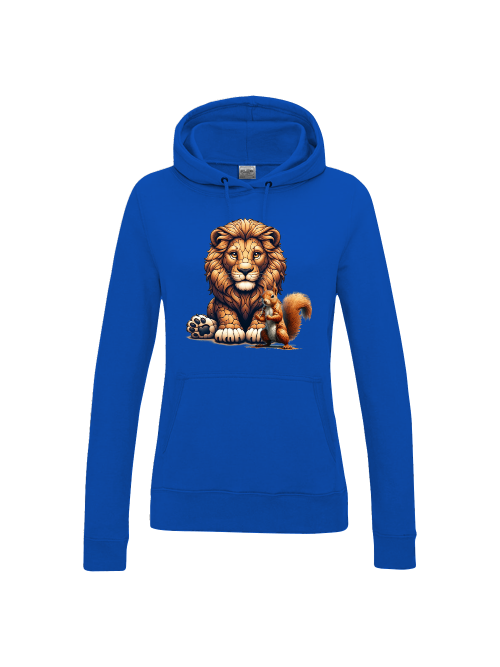 Girlie College Hoodie Partnershirt Löwe mit Eichhörnchen