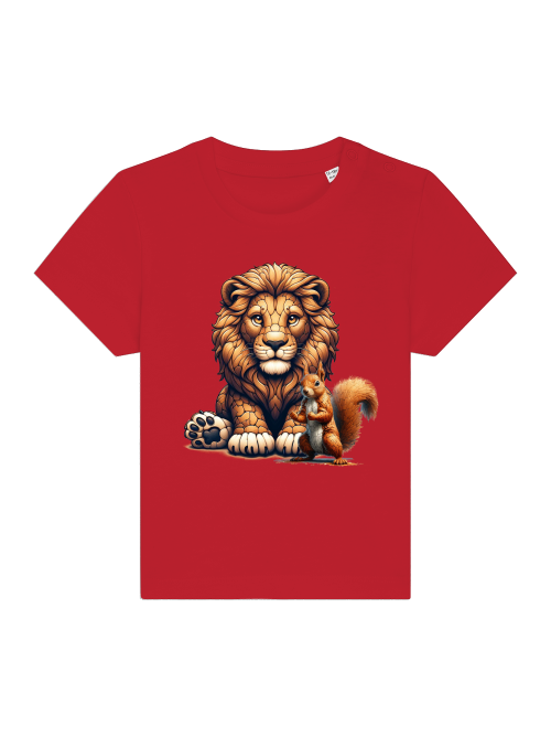 Cartoon Loewe mit Eichhörnchen - Baby Creator T-Shirt SK